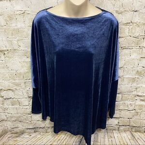 Carole Christian Blue Velvet Dolman Sleeve Top